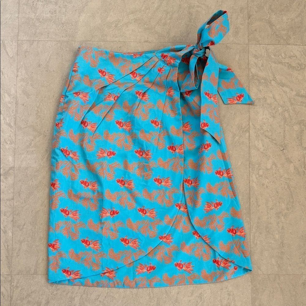Floral Wrap Skirt in Blue and Red